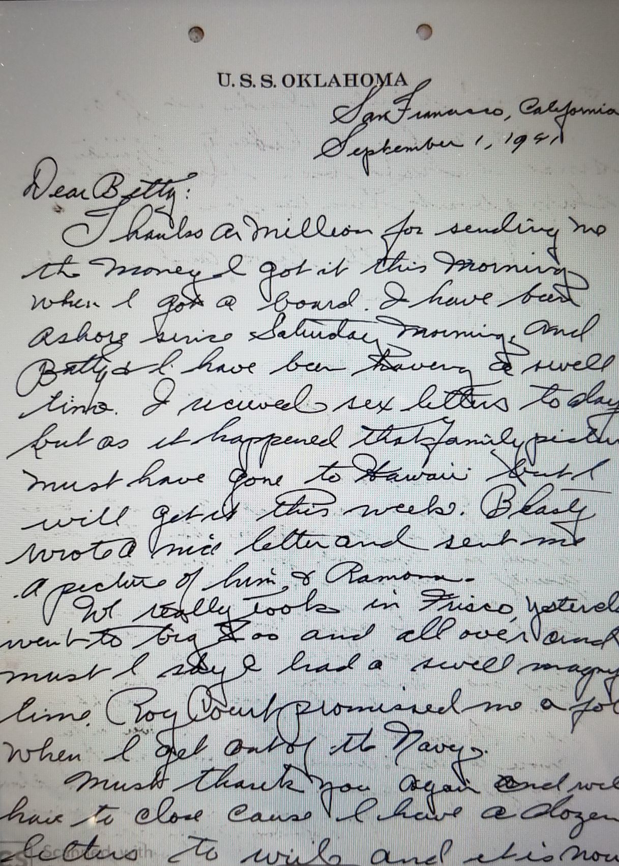 Joe Maule Letter pg 1
